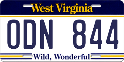 WV license plate ODN844