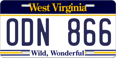 WV license plate ODN866