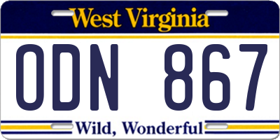 WV license plate ODN867