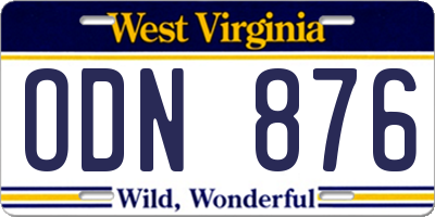 WV license plate ODN876