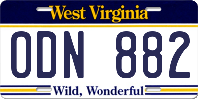 WV license plate ODN882