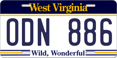 WV license plate ODN886