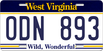 WV license plate ODN893