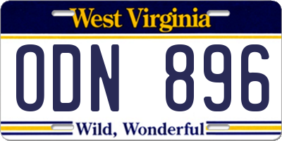 WV license plate ODN896
