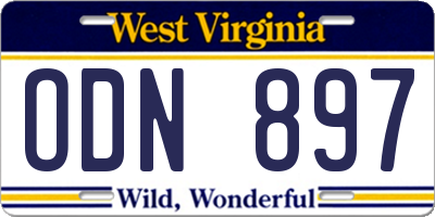 WV license plate ODN897