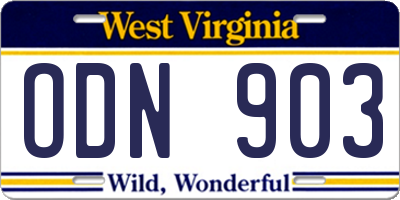 WV license plate ODN903