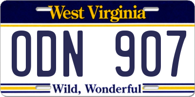 WV license plate ODN907