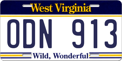 WV license plate ODN913