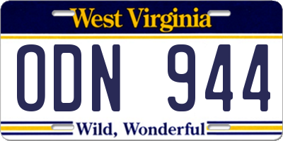 WV license plate ODN944