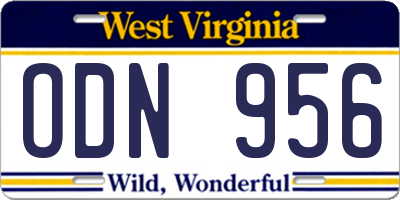 WV license plate ODN956