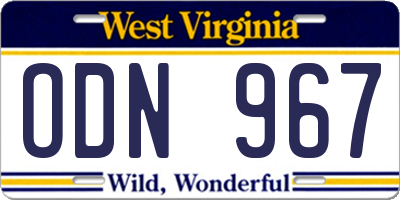 WV license plate ODN967