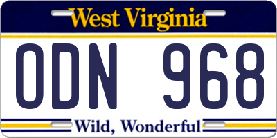 WV license plate ODN968