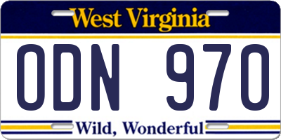 WV license plate ODN970