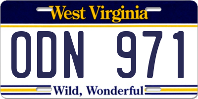 WV license plate ODN971