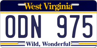WV license plate ODN975