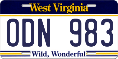 WV license plate ODN983