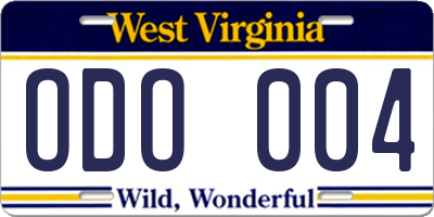 WV license plate ODO004