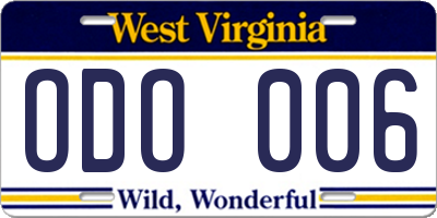 WV license plate ODO006