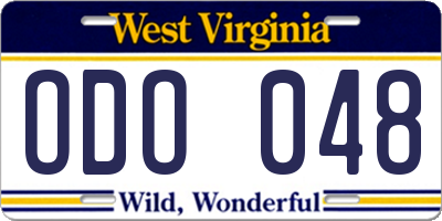 WV license plate ODO048