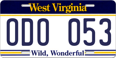WV license plate ODO053
