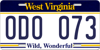 WV license plate ODO073