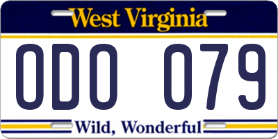 WV license plate ODO079