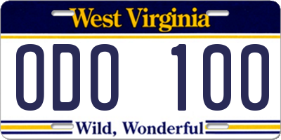 WV license plate ODO100