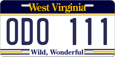 WV license plate ODO111
