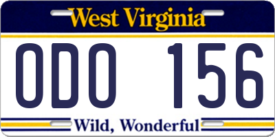 WV license plate ODO156