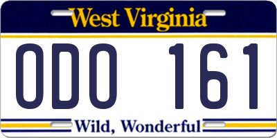 WV license plate ODO161