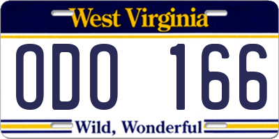 WV license plate ODO166