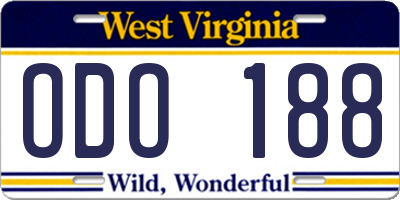 WV license plate ODO188