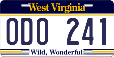 WV license plate ODO241