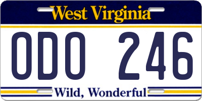 WV license plate ODO246