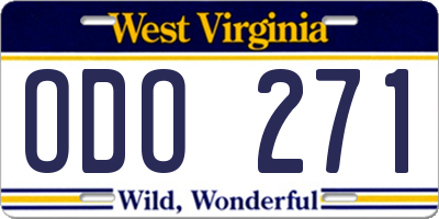 WV license plate ODO271