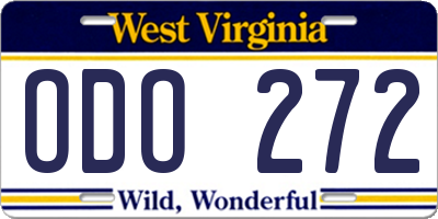 WV license plate ODO272