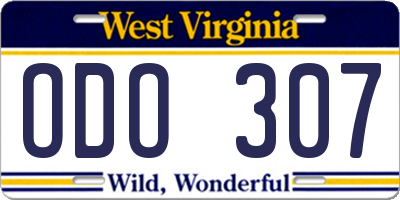 WV license plate ODO307