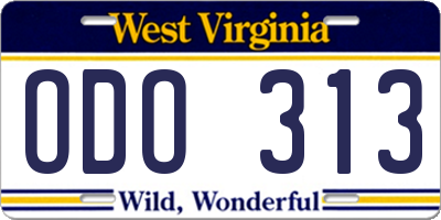 WV license plate ODO313
