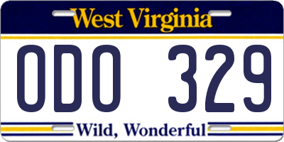 WV license plate ODO329