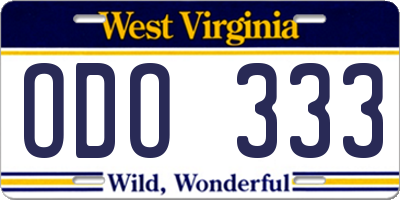 WV license plate ODO333