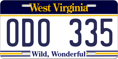 WV license plate ODO335