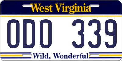 WV license plate ODO339