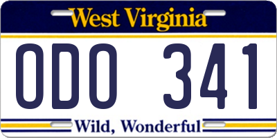 WV license plate ODO341