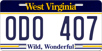 WV license plate ODO407