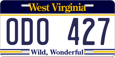 WV license plate ODO427