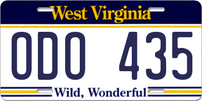 WV license plate ODO435