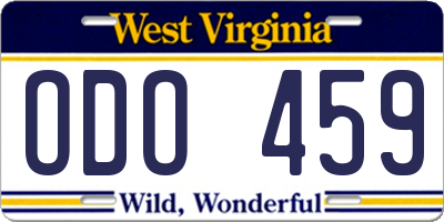 WV license plate ODO459