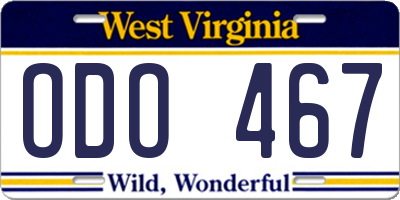 WV license plate ODO467