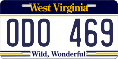 WV license plate ODO469