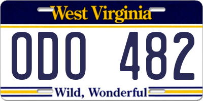 WV license plate ODO482